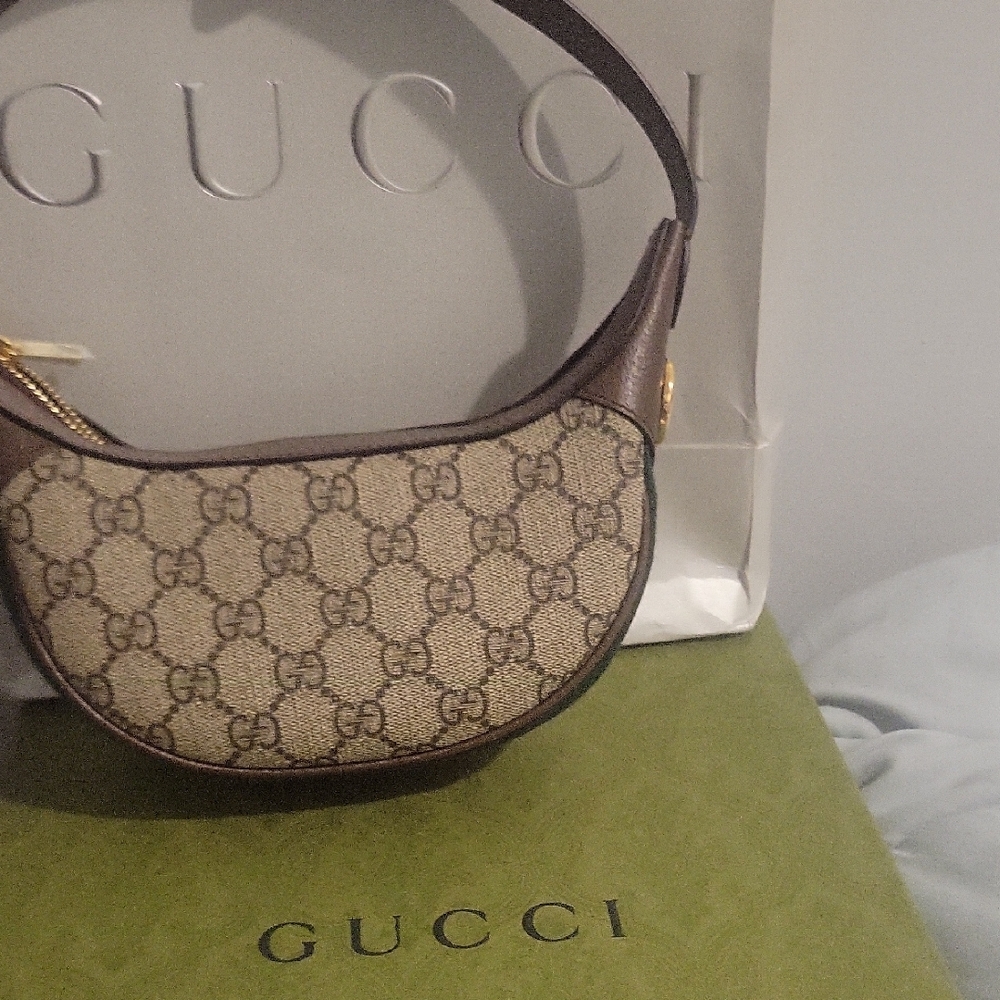 Gucci Monogram Canvas Brown and Tan Shoulder Bag